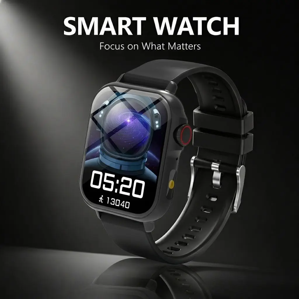 New Smartwatch, Wireless Smartwatch with Call, Message Alerts, Music, Outdoor Mode, LED Light, Compatible with iPhone and Android, Calling Smart Watch