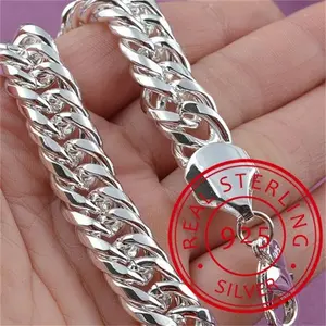 FASHION - Noble 925 Sterling Silver Square Solid Chain Bracelet for Women Men Charm Party Gift Wedding Fashion Jewelry