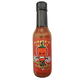 Dirato's Grotto Ginger Habanero Hot Sauce, perfect for adding heat to any recipe. Medium heat packed with flavor