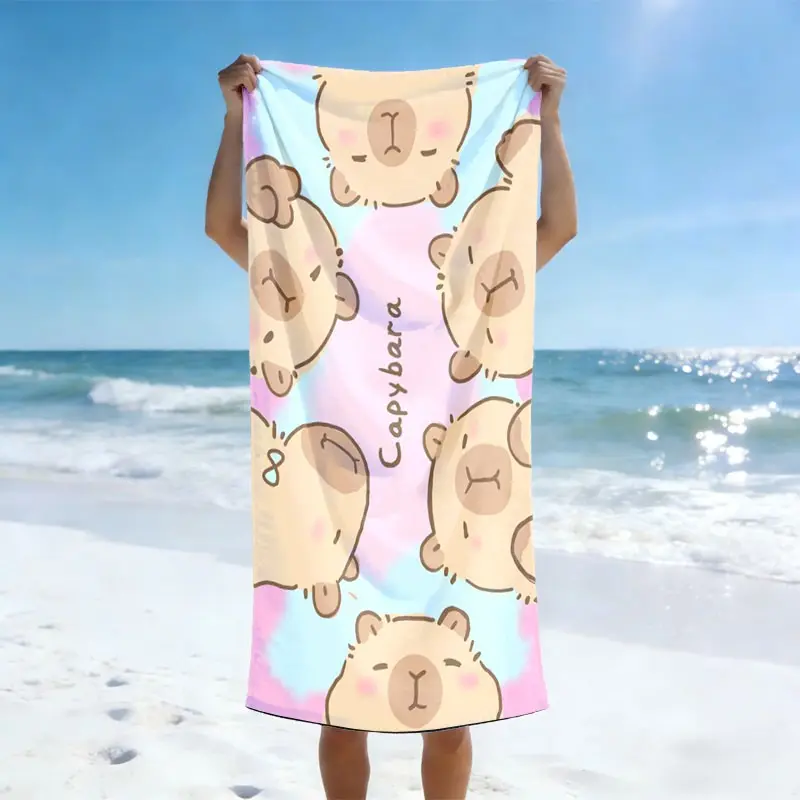 Capybara Pattern Beach Towel, Soft Quick-Dry, Reusable, Sandproof Sun Protection, Perfect for Summer Vacation, Travel, Pool, Camping