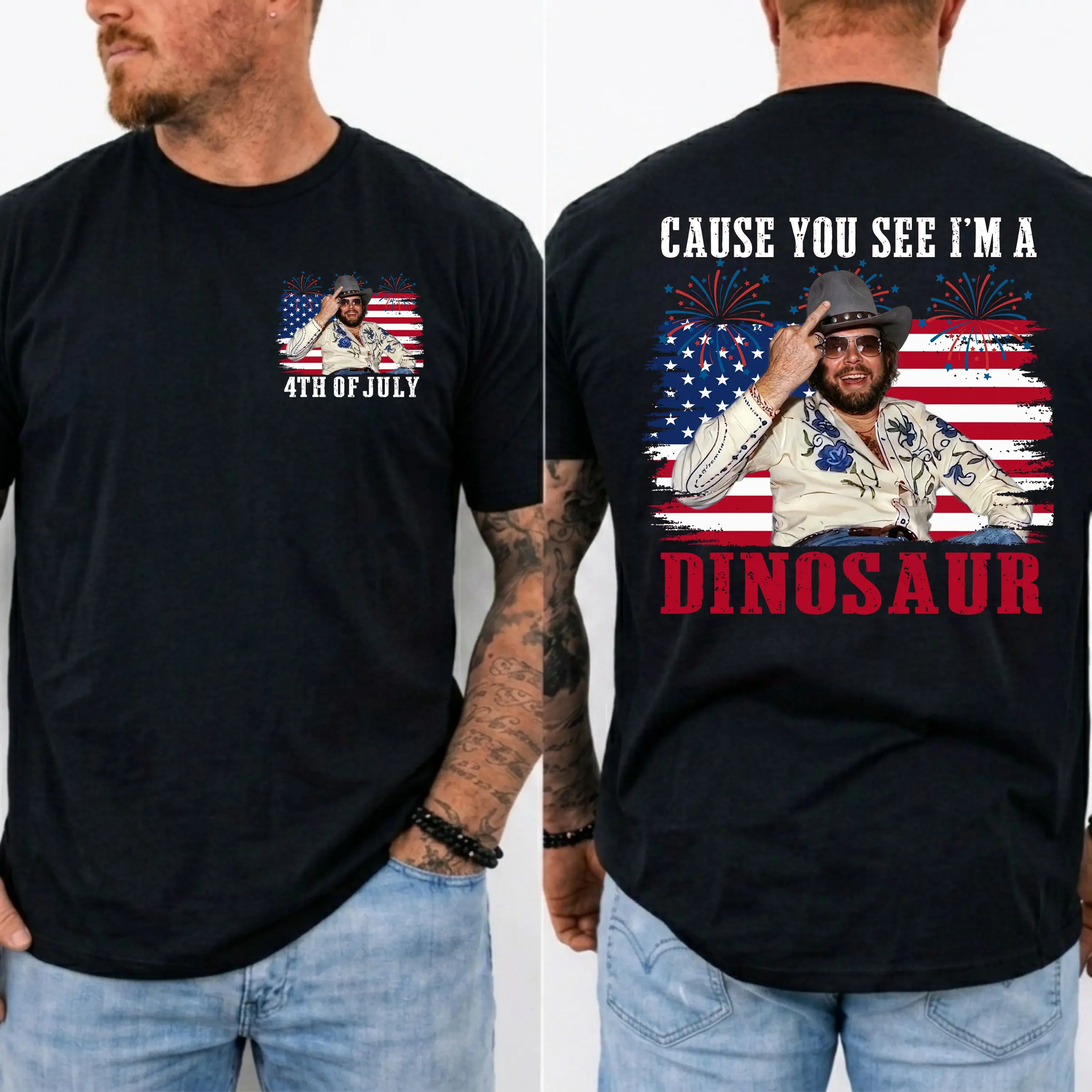 Din0saur H.ank Wi.lliams Jr.Bocephus Western Shirt, 4th Of July shirt, Funny Cowboy Quote Shirt, Country Music Vintage Style Unisex shirt, Classic Coutry Fan Gift, MADE IN USA