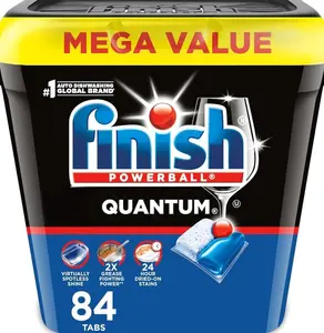 Finish Quantum Dishwasher Pods, No Pre-Rinse Dishwasher Detergent Soap Removes 24HR Dried-On Stain and Grease, Leaving a Virtually Spotless Shine, 84 Count
