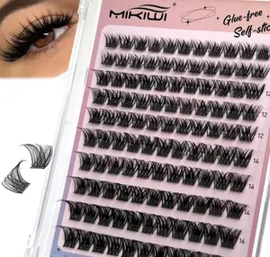 Self Adhesive Lash Clusters, No Glue Needed Wispy D-Curl Lash Clusters 10-16mm Pre Glued Eyelashes Clusters No Residue Self Adhesive Eyelashes