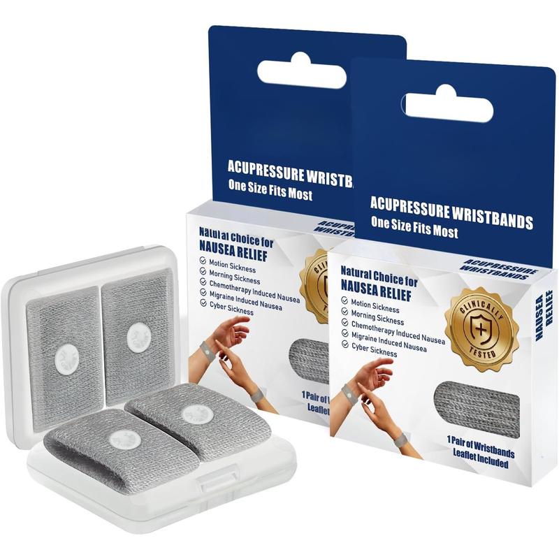 Motion Sickness Bands Anti Nausea Wristband for Adult and Kids Morning Sickness  for Pregnant Women Acupressure Nausea  for Car, Sea, Air Sickness - 2 Pairs Grey, Grey relief breathable silicone ice cup