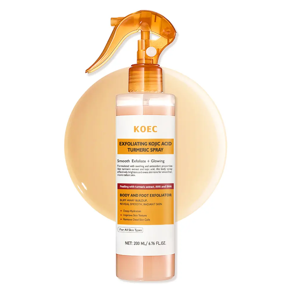 KOEC Turmeric Extract Exfoliating Body Spray Toner - Spray Form Body Care, Lightweight Formula for Smoothing, Brightening, Hydrating Dry Patches, Skin Repair & Daily Use for All Skin Types, Exfoliates Gently, Smooths Skin