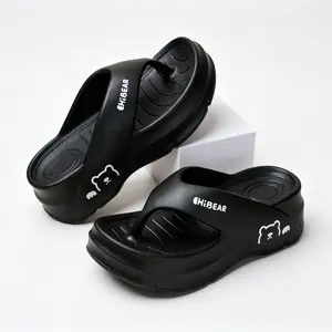 Women's EVA Flip Flops, fashionable and high-value slippers, with cute bear patterns, soft soles, comfortable and non-slip beach and home walking shoes., Flipflop, Breathable, Sandal,