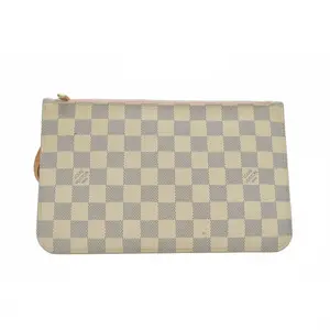 Pre-owned Louis Vuitton canvas Small Leather Goods $600 2018 Damier Azur Neverfull MM GM Pochette Rose Ballerine SD2158