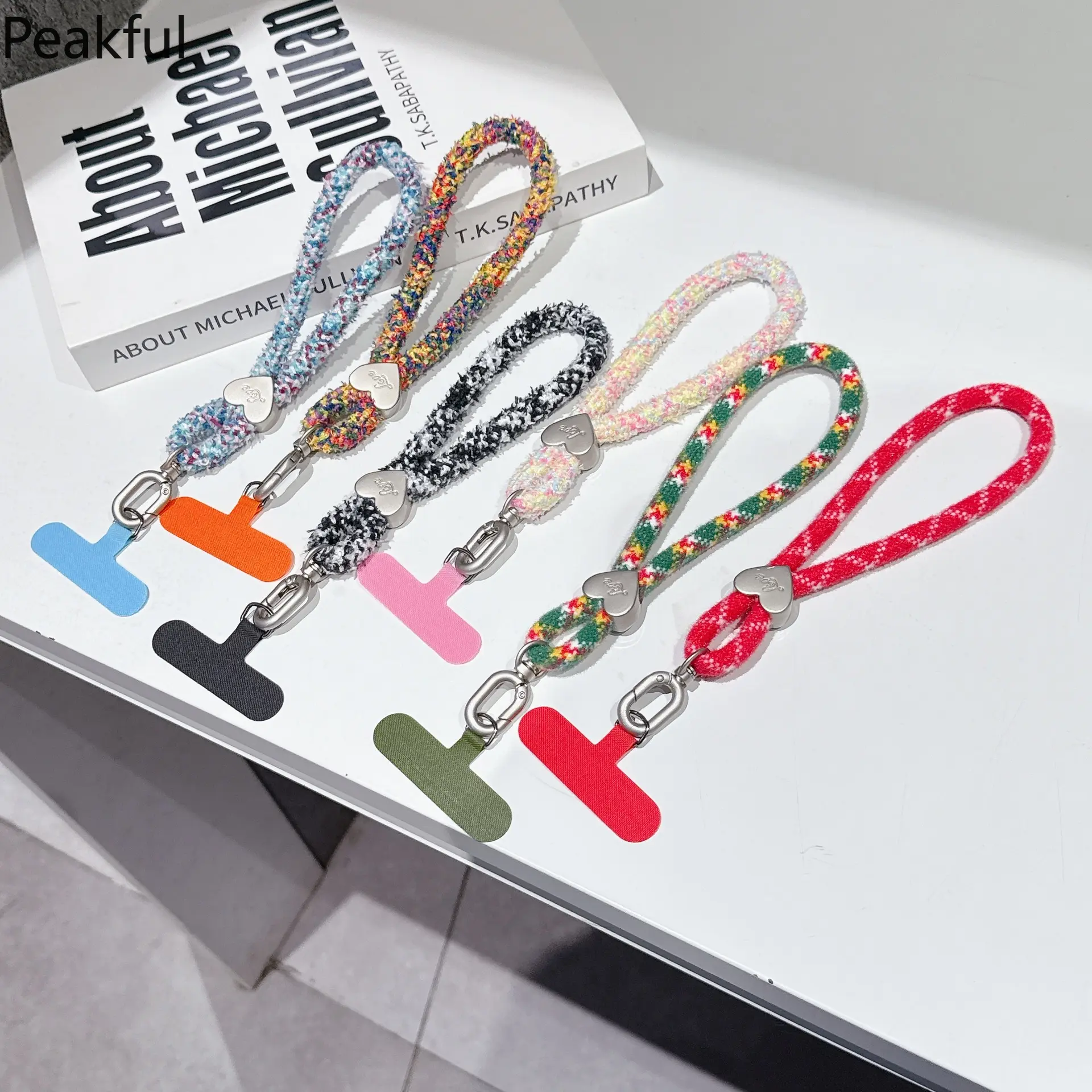 Autumn and winter color plush mobile phone short lanyard mobile phone love short lanyard mobile phone case fixing pad clip lanyard