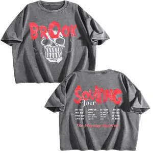 Multicolor Brook "SoulKing Tour" Washed Oversized Tee – Double-Sided Print One Piece Shirt  Vintage Streetwear Unisex T-Shirt  Heavyweight Cotton Anime Manga Tee | Gift for Anime Fans