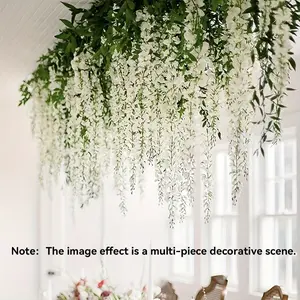 6.9ft Artificial Wisteria Vine, Artificial Wisteria Flowers, Plastic Fake Flower Decorations, Ceiling Covering, Wedding Party Home Indoor Outdoor Decoration