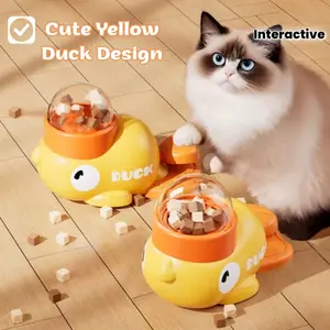 Interactive Puzzle Distribution Toy | Yellow Duckling-shaped concentrated toy for cats and dogs, made of plastic, suitable for all breed sizes, no batteries required