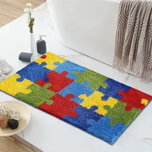 Bathroom Rug 20x32 Non-Slip Fluffy Brown Bath Mat Washable Plush Luxury Bathtub Rug Soft Absorbent Shower Sink Mat Ultra-Soft Microfiber Quick Drying Anti-Slip Backing - Colorful Microfiber Colorful Cozy Rubber