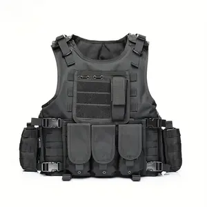 1pc Adjustable Quick Release Lightweight Multifunctional Tactical Survival Vest with MOLLE Webbing, Durable Polyester, Black, for Camping, Fishing, Hunting, Outdoor Training, and Adventure, Perfect Gift for Men, Camping And Survival Gear
