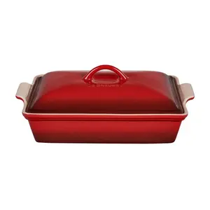 Le Creuset 4 Qt. Rectangular Heritage Covered Casserole | Cerise/Cherry Red