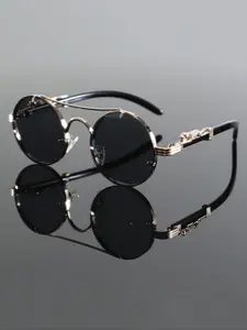 Unisex Vintage Round Frame Sunglasses, 2024 New Style Trendy Casual  Top Bar Design Sunglasses for Everyday Use, Fashion Accessories for Outdoor Activities, Sunglasses Frames