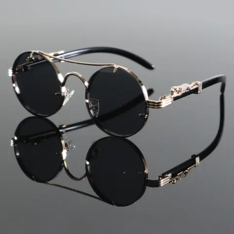 Unisex Vintage Round Frame Sunglasses, 2024 New Style Trendy Shades Casual Top Bar Design Sunglasses for Everyday Use, Fashion Accessories for Outdoor Activities, Sunglasses Frames
