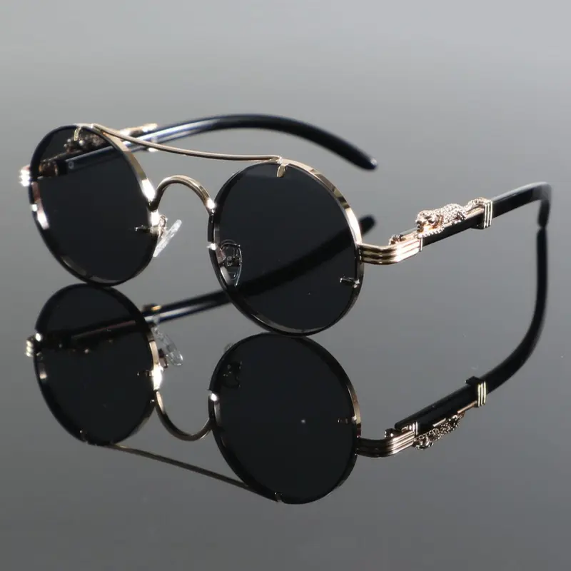 Unisex Vintage Round Frame Sunglasses, 2024 New Style Trendy Shades Casual Top Bar Design Sunglasses for Everyday Use, Fashion Accessories for Outdoor Activities, Sunglasses Frames