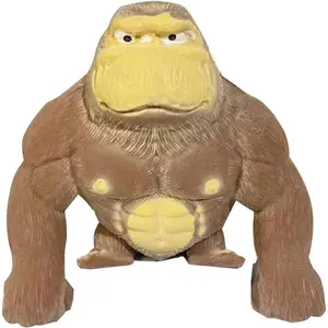 Squishy Monkey Toy - Brown Stretch Gorilla, Stretch Monkey Stress Relief Toy, Novelty TikTok Gorilla Squeeze Toys, Funny Splat Monkey Sensory Stress Toy for Anxiety Women Men Kids (Small)