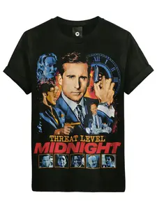 Men's Threat Level Midnight Retro Movie Round Neck T-Shirt | Midnight Graphic, Premium Soft Fabric | Casual Athletic Wear, Fan Gift, Year-Round Essential