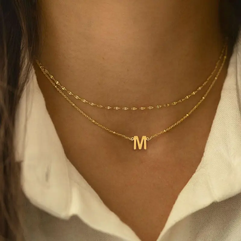 Simple Letter Detail Pendant Necklace & Chain Necklace Set, Necklace And Chain, Assorted Necklaces, Fashion Jewelry for Party, Daily Decor, Trendy All-match & Exquisite Jewelry for Birthday Gift