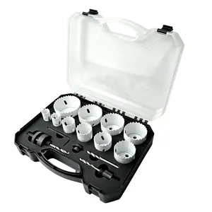 14-Piece Bi-Metal High-Speed Steel Hole Saw Kit, 3/4"-2-1/2" (19mm-63mm) Professional Hole Cutter Set for Wood, Drywall, PVC, Electric Tool Accessories with Clean Smooth Cut Edge, Fast Chip Removal, Mandrels & Carry Case, Bi-Metal Construction