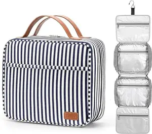 Bosidu Hanging Travel Toiletry Bag,Large Capacity Cosmetic Travel Toiletry Organizer for Women with 4 Compartments & 1 Sturdy Hook,Perfect for Travel/Daily Use/Christmas