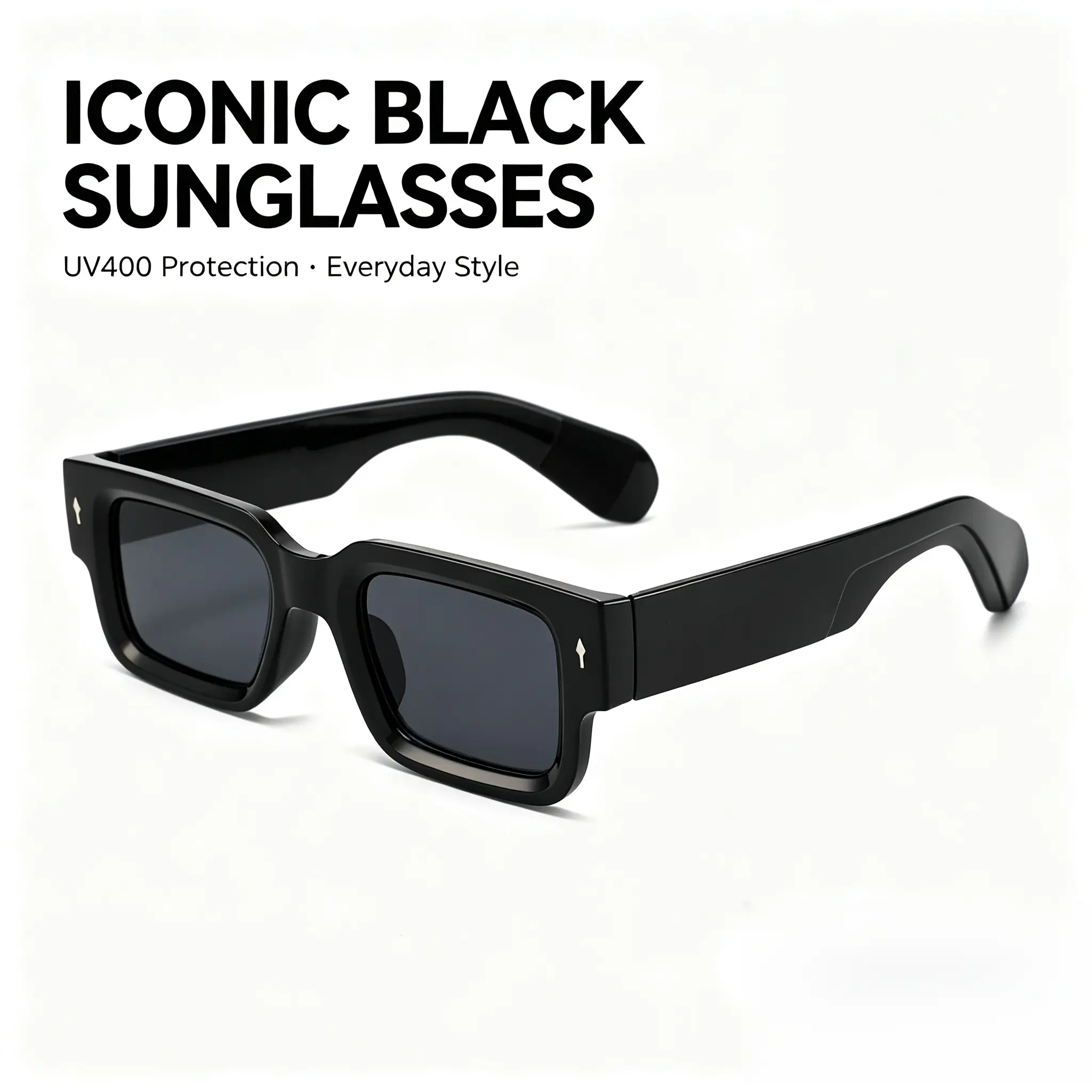 Unisex Trendy Square Sunglasses - Full-Rim Bold Black Retro Chunky PC Plastic Frame, Broad Spectrum UV-Protection PC Lenses, Alternative Aesthetic Streetwear Men's Accessories, Ideal for Summer