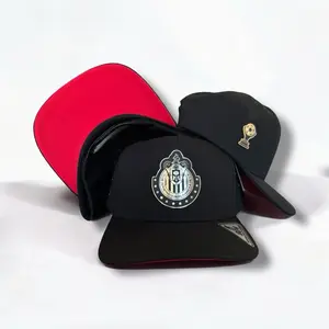 Las chivas  Club Hats Black SnapBack for Man with Red Trim and Gold Emblem Design