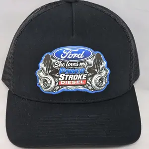 Custom Power Stroke Snapback Flexfit Trucker Hats UV textured Poly Patches