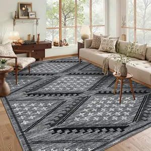Modern Geometric Pattern Rug Soft and Non-slip Large Size Washable Low-pile Non-shedding Foldable Printed Rug for Offices Living Rooms Dining Rooms Laundry Rooms Entryways Bedrooms Apartments Cafes and Game Rooms