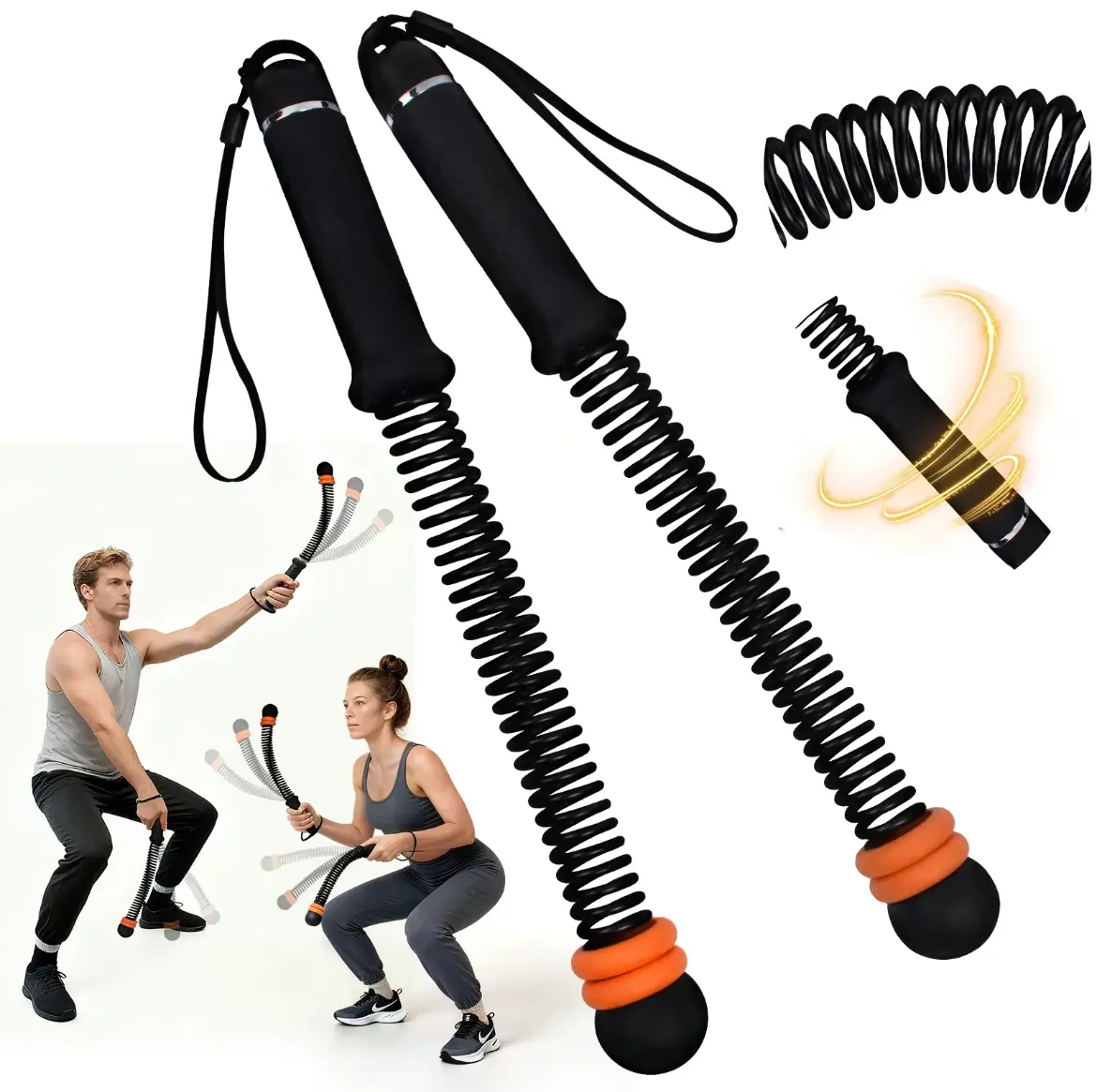 GZXIHTZ Cordless Battle Rope - 1.5kg Weighted HIIT Strength Trainer Hand Strengtheners, Anti-Slip Grip Silicone Handles, Durable & Heavy-Duty Steel Core, Lightweight Compact for Home Use