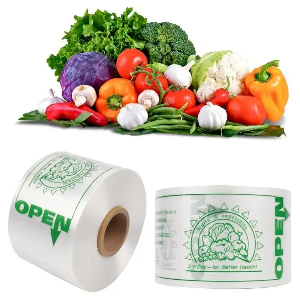 Produce Storage Bags 500 Pcs - Reusable Plastic Fresh Keeper Bags for Fruits & Vegetables, 4 Rolls x 125 Bags, 14x20" Garden Produce Bags on a Roll