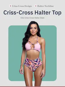 JR267 Criss-Cross Halter Top - Elegant & Versatile Womenswear with Unique Criss-Cross Design for Various Occasions - Bottoms