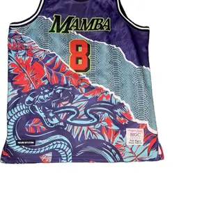 Headgear Classics Kobe Basketball Jersey Mamba Edition Number 8 with Snake and Floral Design