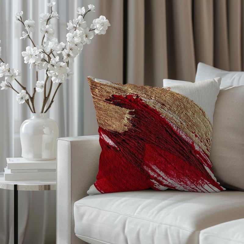 Red Pillowcase Set (2 pieces), Red and Gold Patterned Pillow Cover / Cushion Cover, Abstract Art Decorative Pillowcase, Bedroom Style Cushion Cover