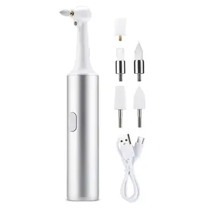 Rechargeable Electric Teeth Cleaner Polisher for Adults & Kids Whitening Toothbrush with Silicone Bristles & USB Charging Silver