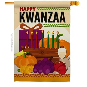 Angeleno Heritage  28 x 40 in. Happy Kwanzaa Party House Flag with Winter Double-Sided Decorative Vertical Flags Decoration Banner Garden Yard Gift