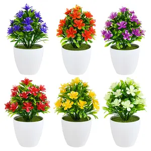 Artificial Plastic Plants Bonsai Small Tree Pot Potted Flower Garden Fake Plant Arrangement Ornaments Room Home Table Decoration