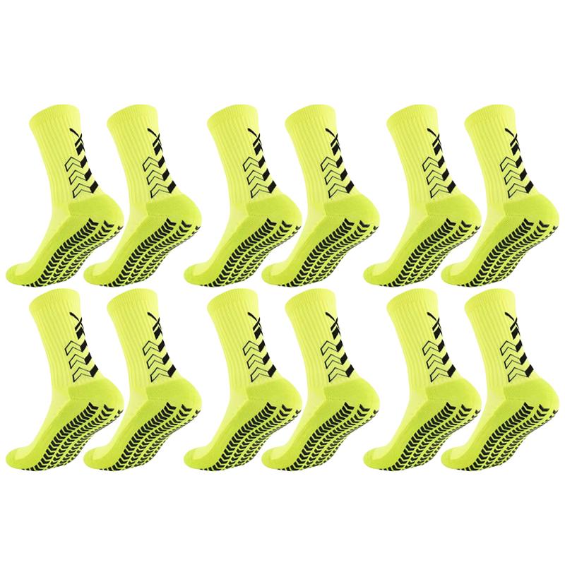 6 Pairs Men Women Non Slip Grip Athletic Socks Reinforced Toe Towel Bottom Breathable Shockproof Football Basketball Baseball Soccer Cycling