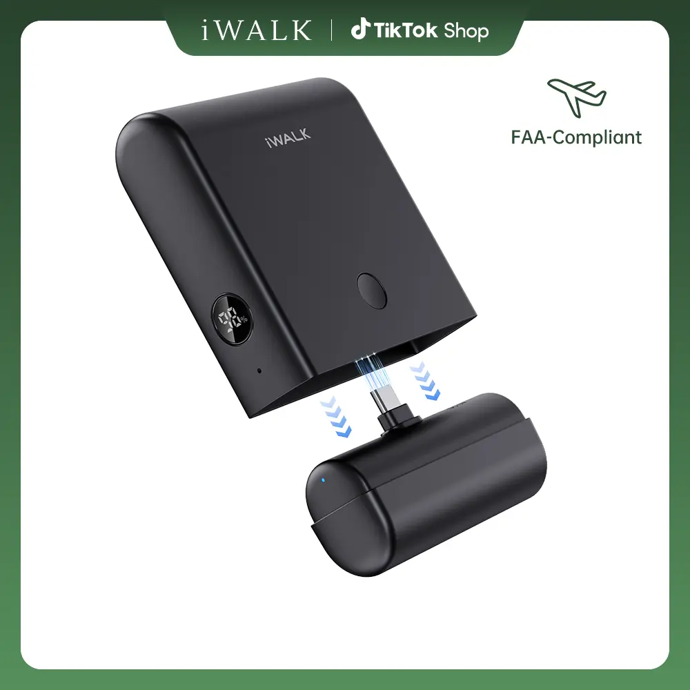 iWALK 13500mAh 2-in-1 Power Bank with Detachable Mini Charger, 20W PD Fast Charging, Case-Friendly for iPhone 17/16/15 & iPad, Samsung Mobile Devices, Compact USB-C Cable, USB Rechargeable Battery, Electronics Accessories Smartphone, Portable tiktokshopsp