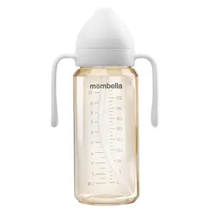 Mombella Classic 10oz PPSU Baby Feeding Bottle & Straw Cup Sippy Cup for Newborn Care Quick Learning Curve Leak-Proof Design Soft Silicone Straw BPA-Free Non-Toxic Materials Baby Food