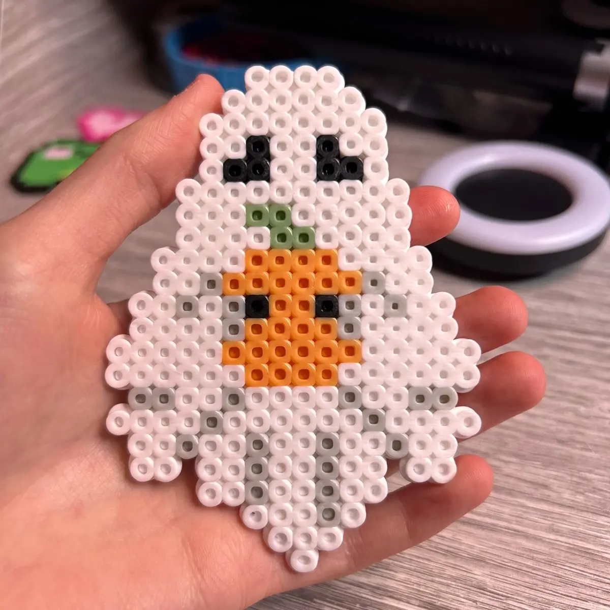 Perler Bead - Ghoulia the Ghoul holding a pumpkin