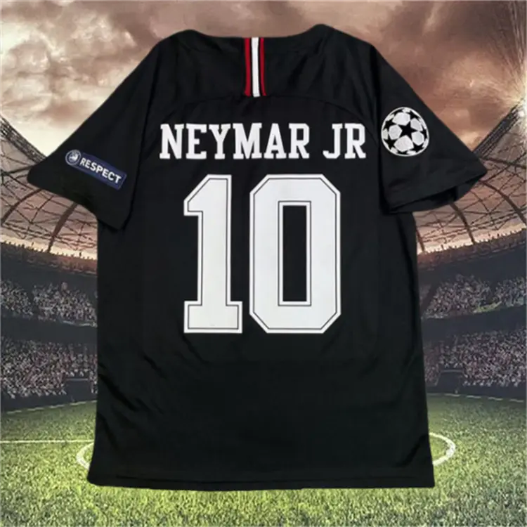18-19 Away Black No. 10 Neymar Short Sleeve Breathable Soccer