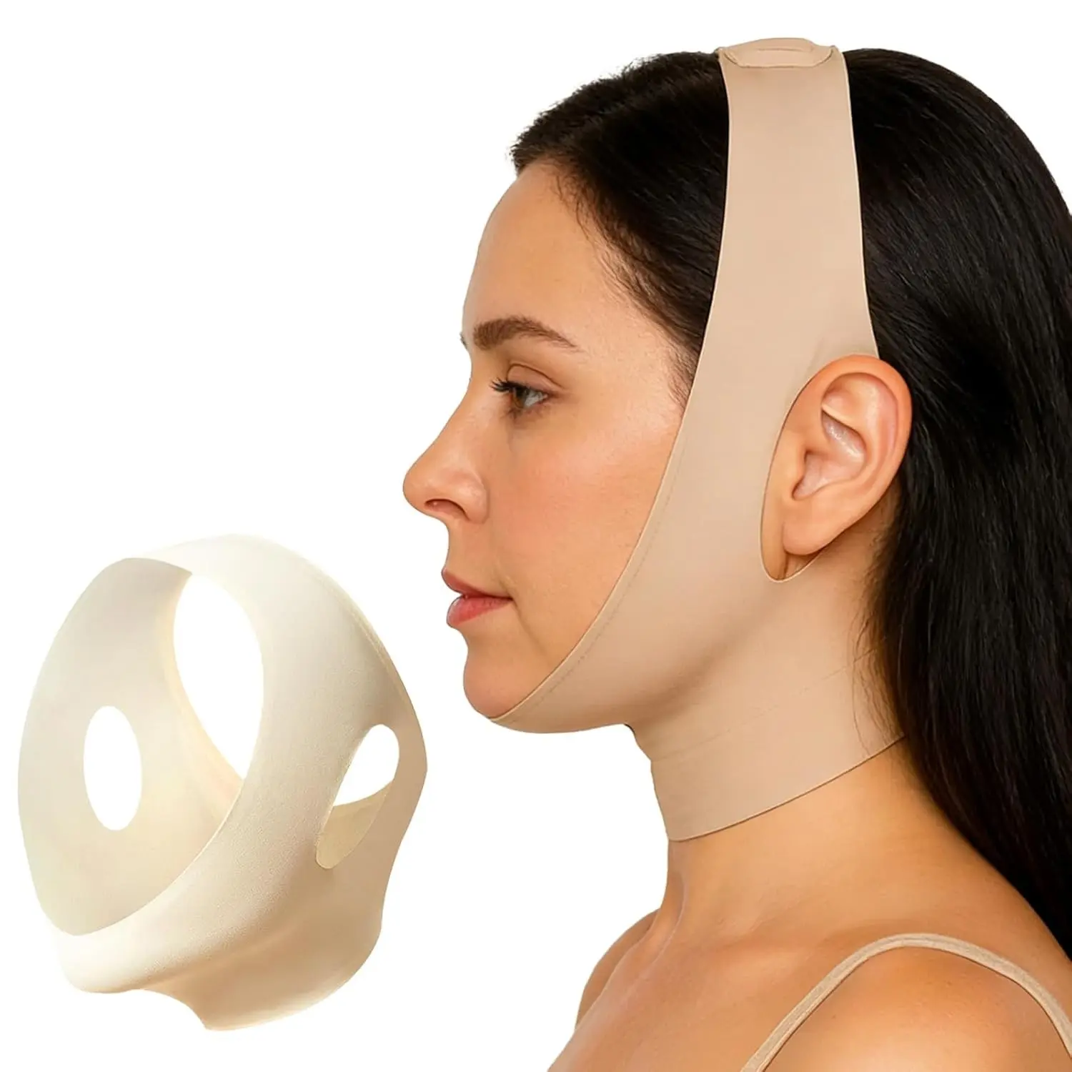 sealole MASK JIGGLY ベージュM(180) Collagen Face Sculpt Wrap, Reusable & Washable Face Mask for Wear