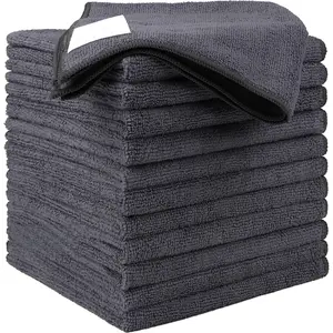 Microfiber Cleaning Cloth 12 Pack, 12.5 x 12.5 inch Microfiber Towels for Cars, Ultra Absorbent Car Washing Cloth, Lint Free Streak Free Cleaning Rags for Car, Kitchen, and Window (Grey)