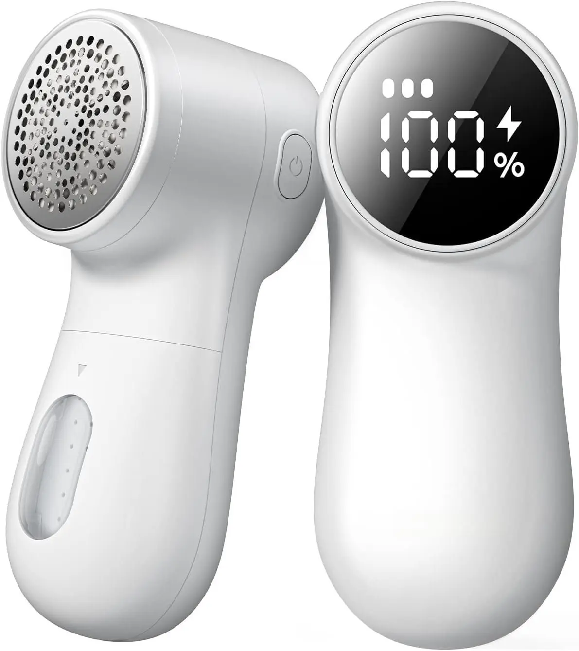 Fabric  Rechargeable Lint Remover 3 Speeds Sweater Defuzzer, Cute Digital Screen Large Storage 6-Leaf , Fuzz Pills Bobbles Trimmer for Clothes Furniture Bedclothes White 1 count