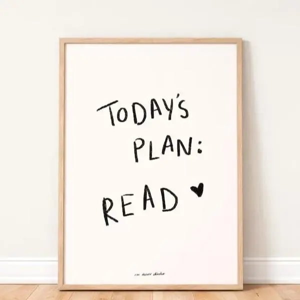 (unframed) poster Todays Plan Read Art Print Poster, Quote Poster, Book Lover Trendy Retro Print, Book Art Funny Reading Poster, Modern bedroom Wall Art sohochic