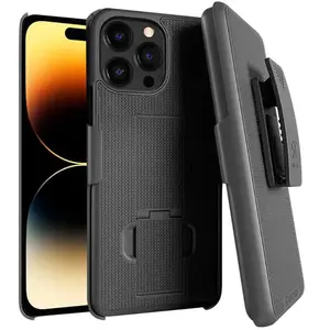 Rome Tech iPhone 14 Pro Max Belt Clip Holster Case with 360-Degree Protection Kickstand for Multimedia Viewing & Wireless Charging Compatible