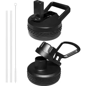 Straw  for Hydroflask Wide Mouth 12 32 40oz,Replacement Flask Cap for Insulated Water Bottle Accessories Black,Leak Proof Straw Tops Cover