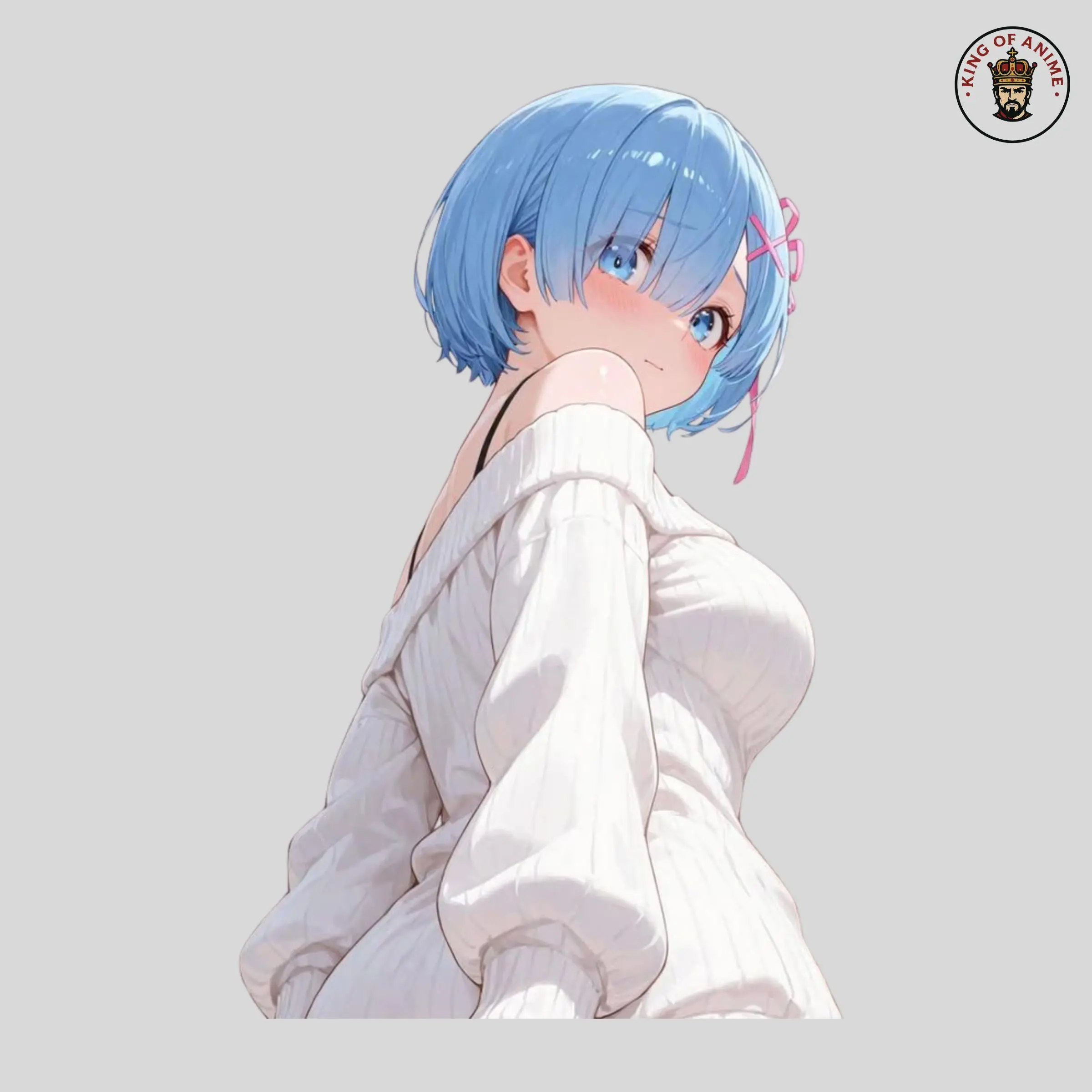 Shy Rem Sweater Sticker, Vinyl Sticker, Soft Girl Anime Waifu, Laptop Decor, Water Bottle Decoration